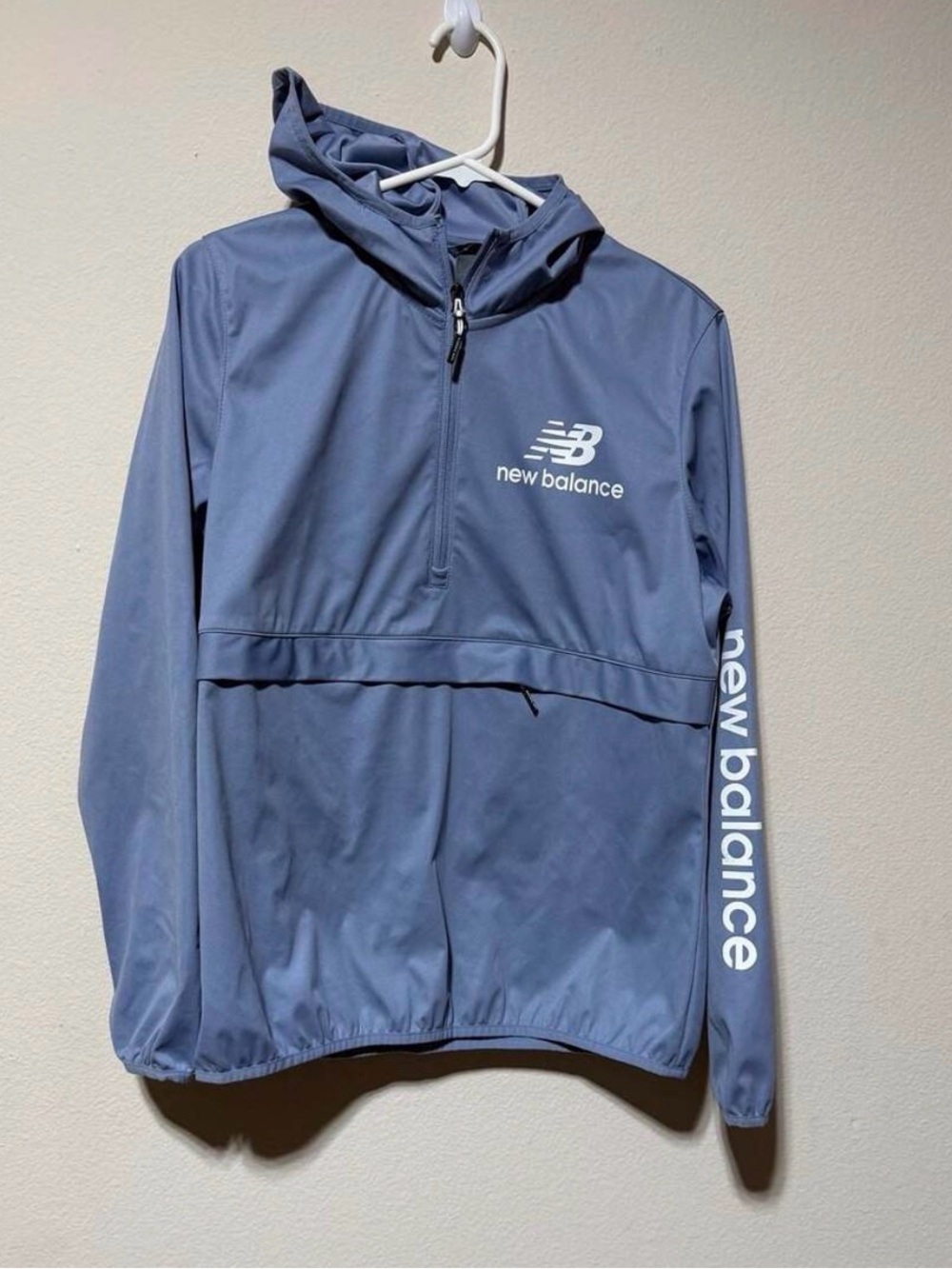 New Balance Blue Hooded Pullover 1/4 Zip Jacket LARGE